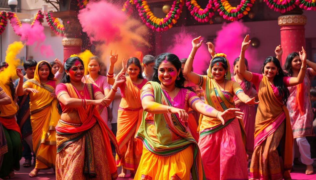 Traditioneller Tanz beim Holi-Fest